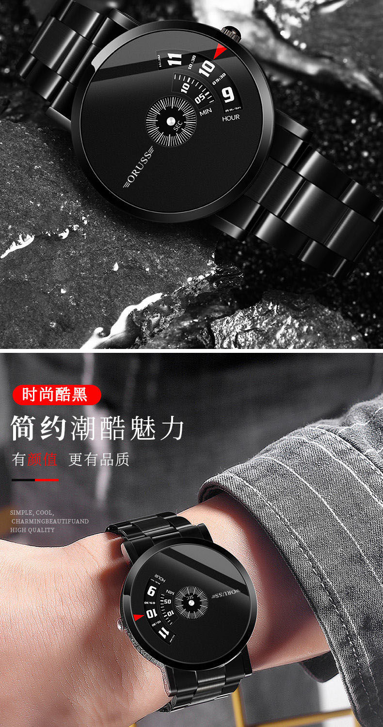 ORUSS正品一件代发新款男手表自动机芯星空钢带防水黑科技青少年