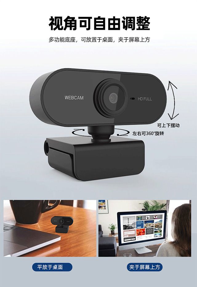 Computer camera, USB, built-in microphone, video conferencing