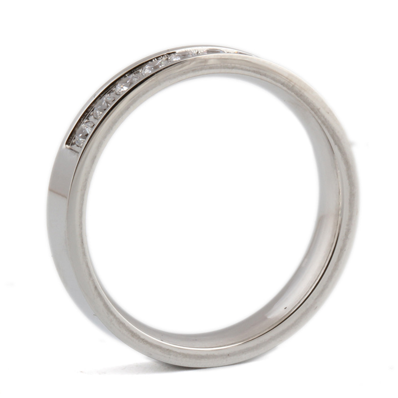 4mm zirkon paslanmaz çelik yüzük, minimalist stil