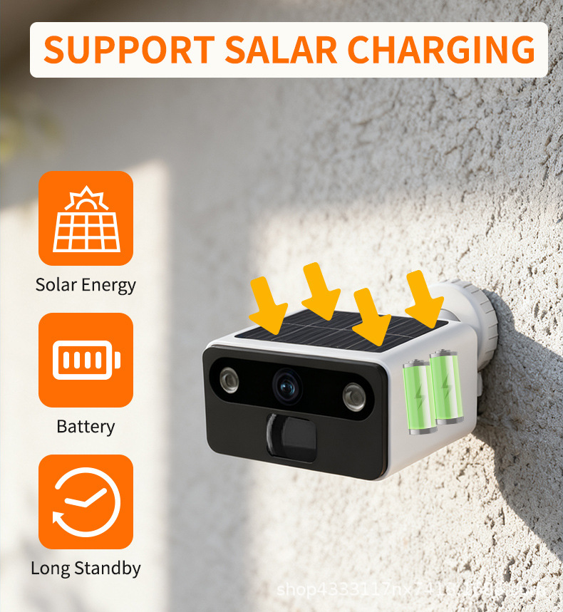Solar surveillance camera, full-color night vision, wide-angle