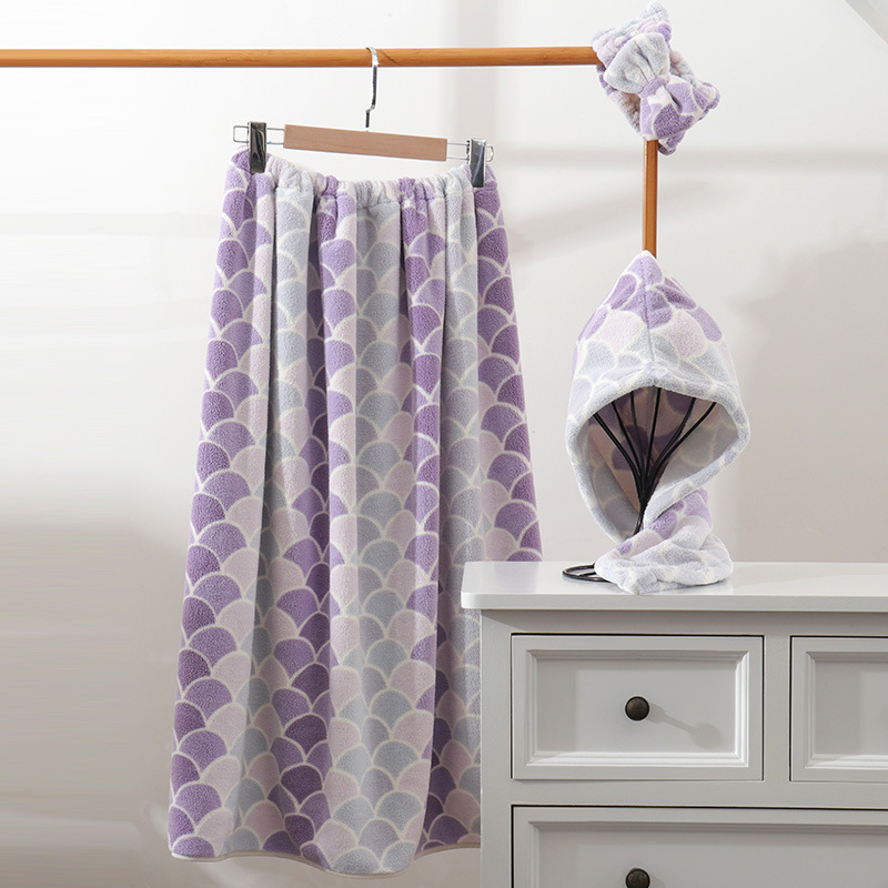 Mermaid pattern towel set, 4-piece, absorbent, soft