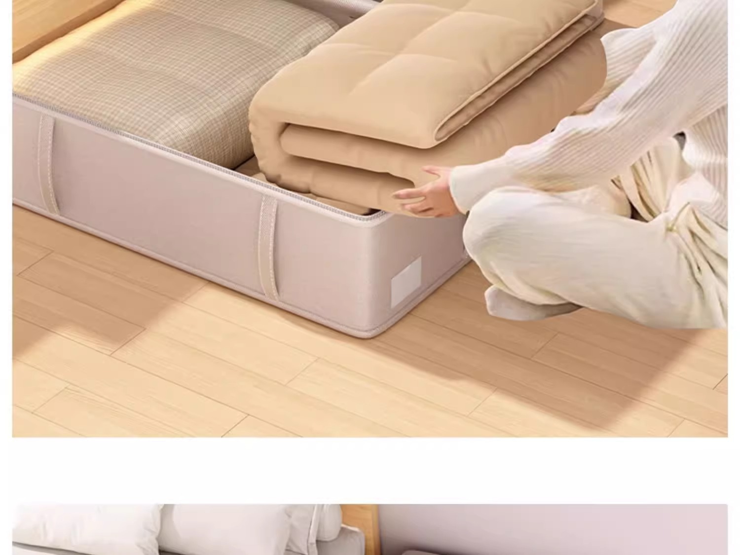 Bed storage box, large capacity, for quilts and down jackets