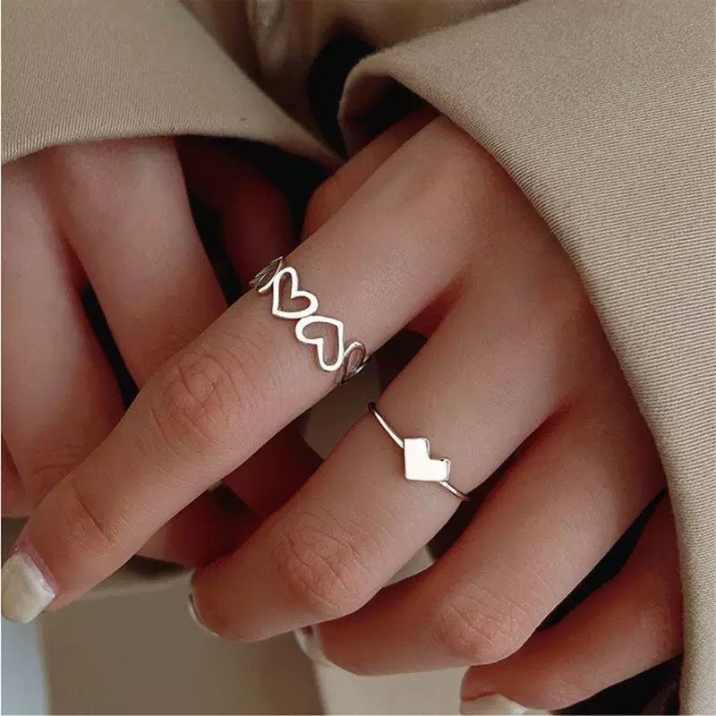 Simple wavy ring set, Japanese-Korean style