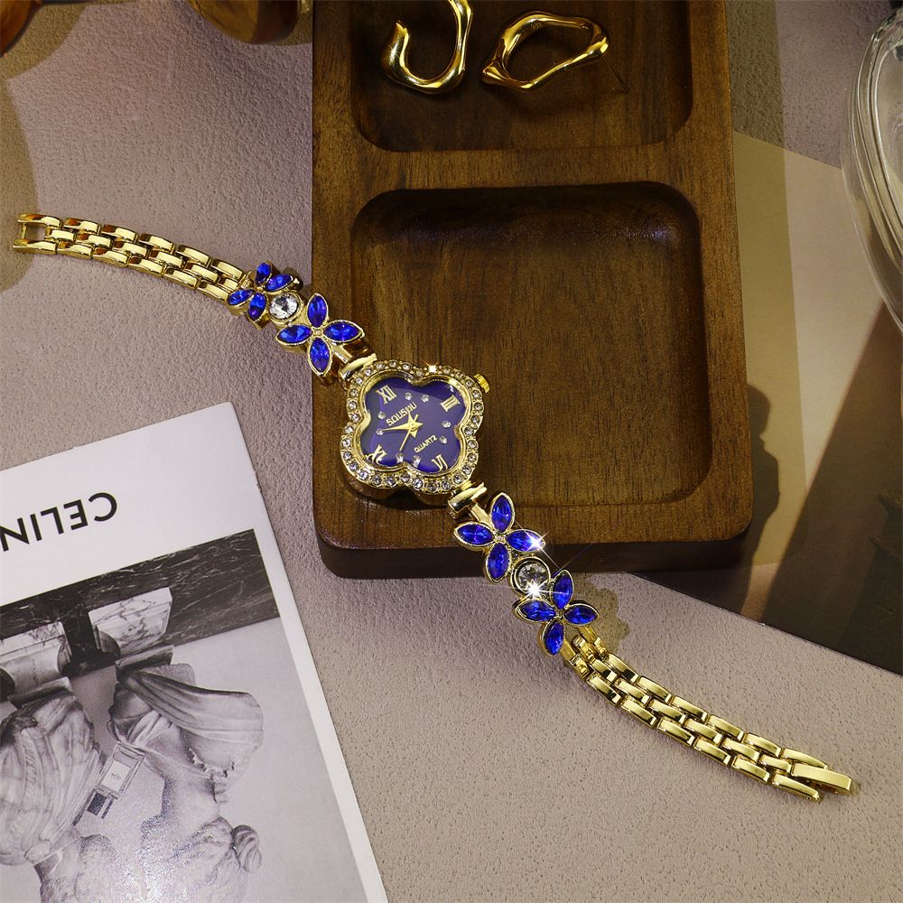 Luxus-Damenuhr mit Kleeblatt-Design