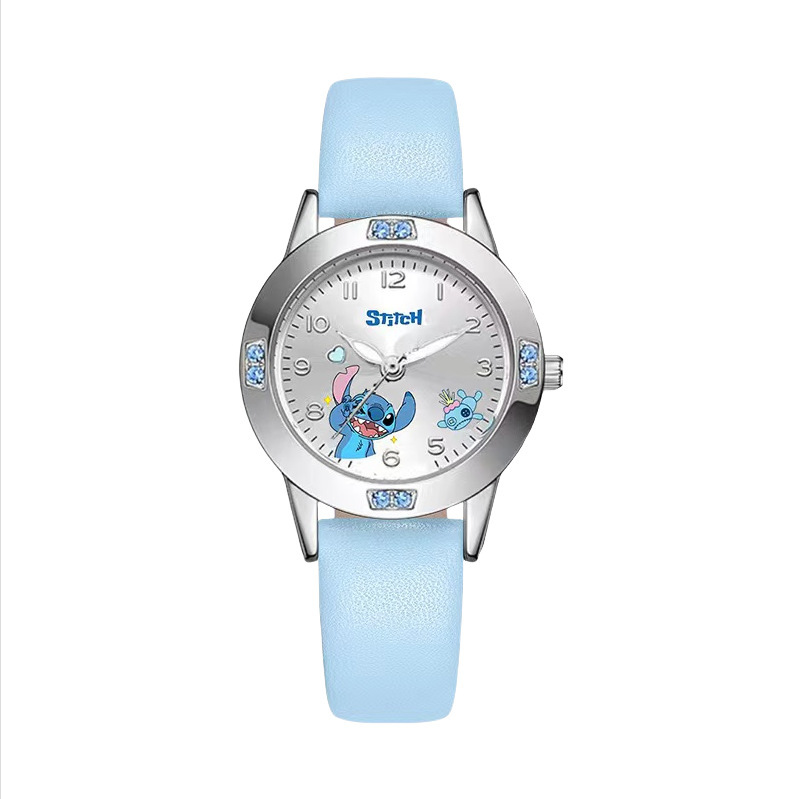 Cartoon-Damenuhr Quarzwerk Strass-Legierung Lederarmband