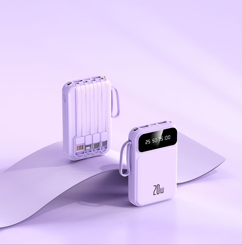 20000mAh powerbank, 3C sertifikalı, dört kablolu, uçağa uygun