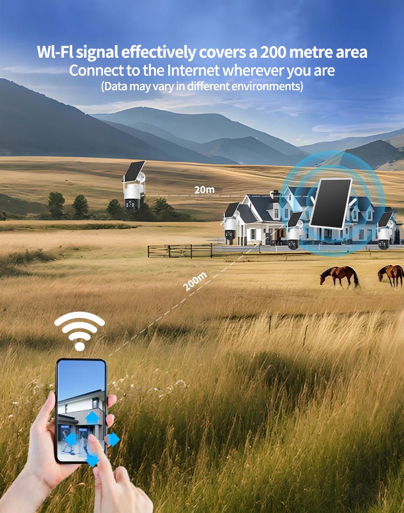 Solar-powered outdoor wireless surveillance kit, 4MP night vision