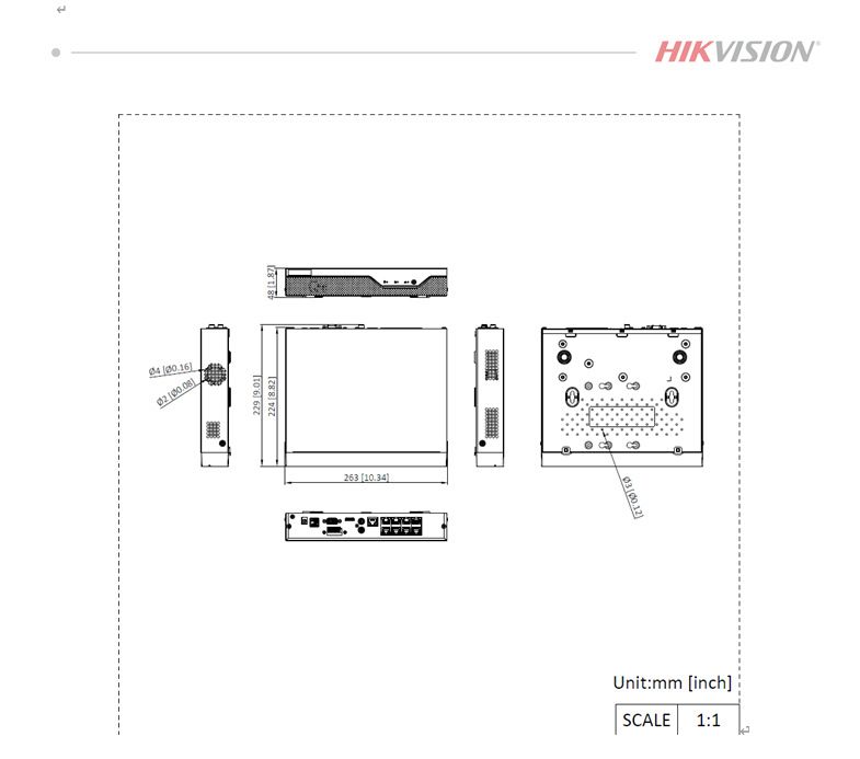Hikvision DS-7804N-B1/4P PoE NVR 4/8 channel