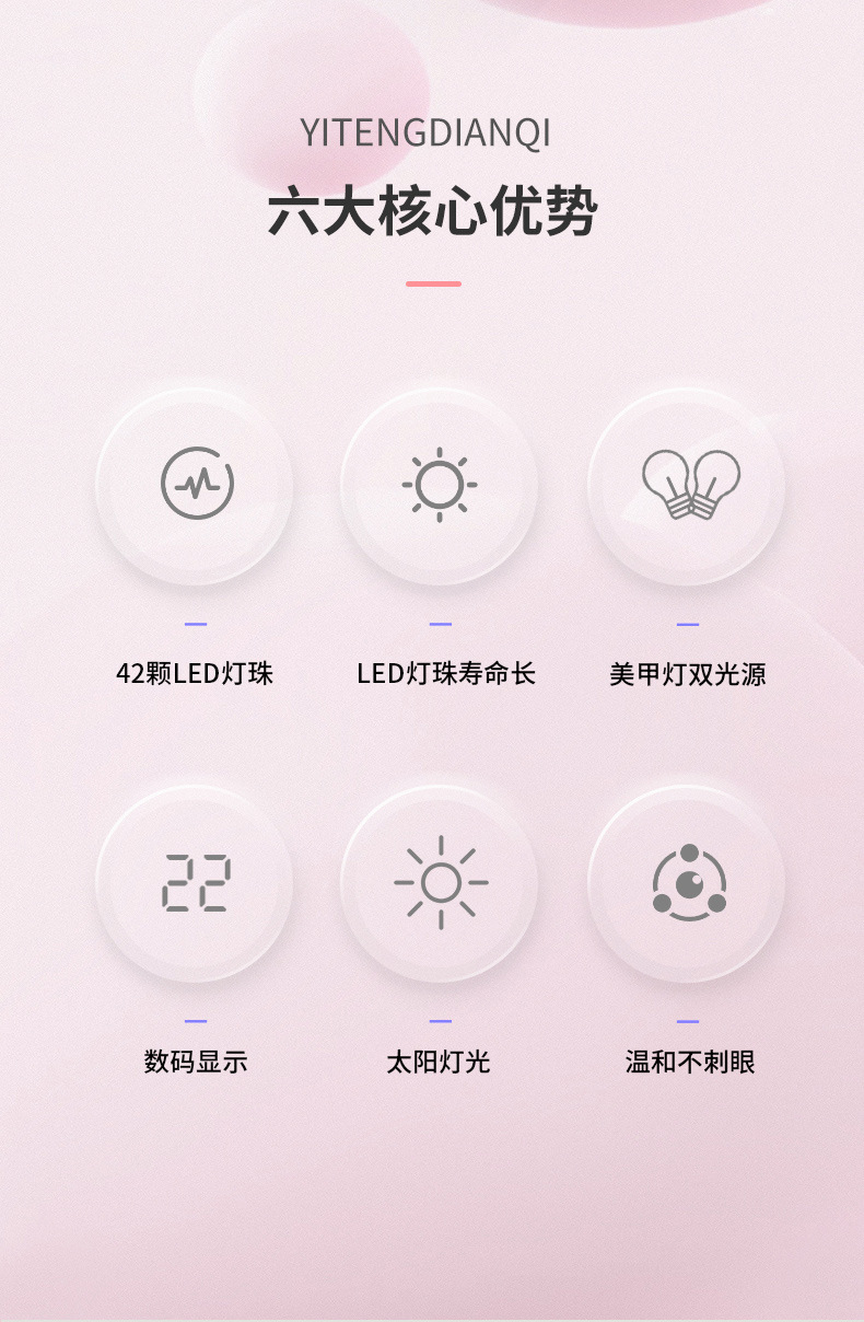 268W UV curing lamp, 7-color breathing light, smart nail dryer