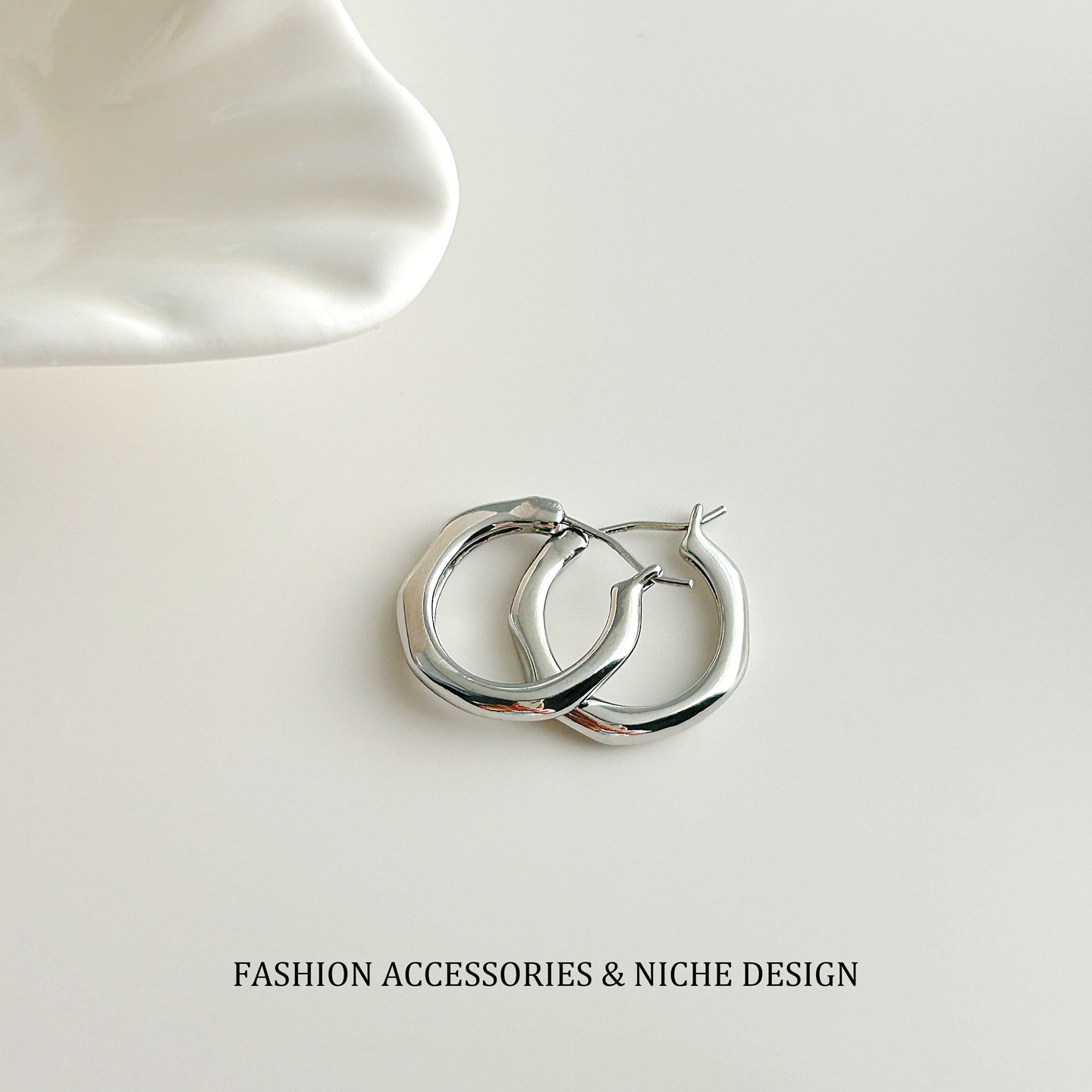 ARSIS Flowing Metal Earrings, French Style, Silver