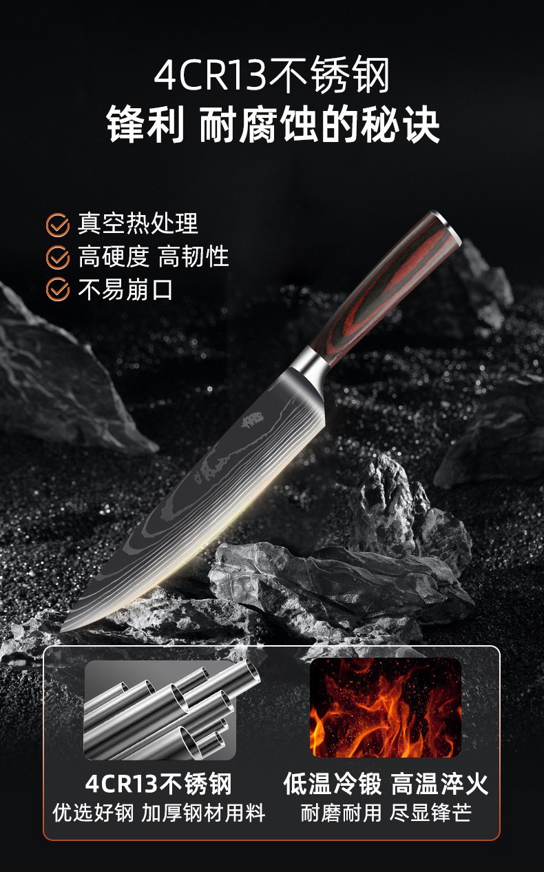 Damascus pattern knife set 5-inch santoku chef's knife