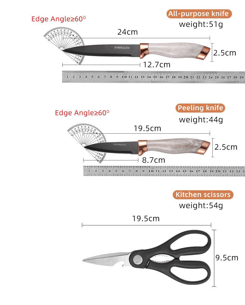 Küchenmesser-Set aus Edelstahl mit Messerblock