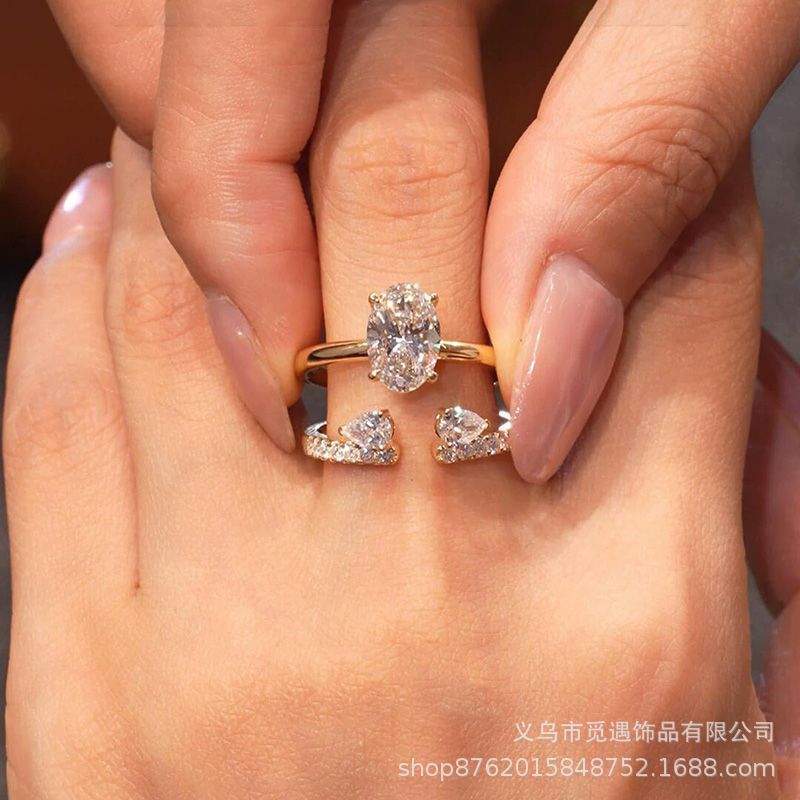 Water drop pave diamond stacking ring set for women