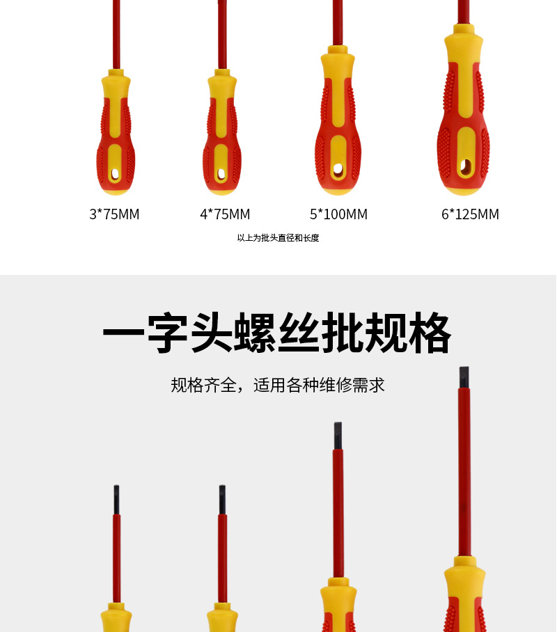 Insulated screwdriver set 9-piece, slotted and Phillips