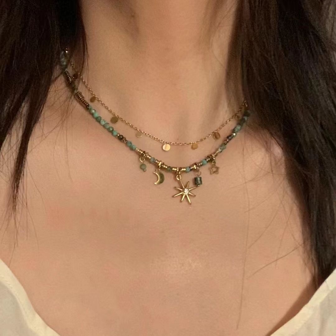 Bohemian Beaded Necklace, Layered, Sunflower Design
