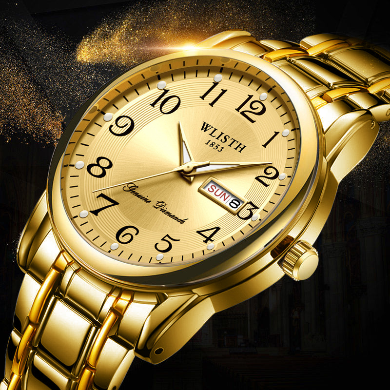 WLISTH men's quartz watch, large numerals, waterproof