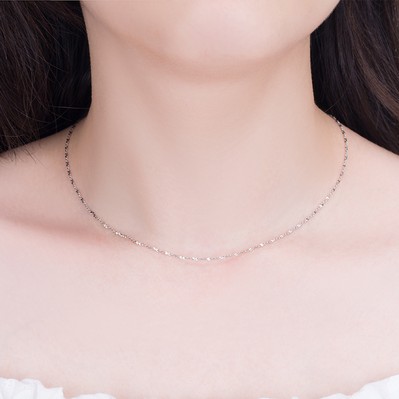 Silver plated neck chain, thin collarbone necklace