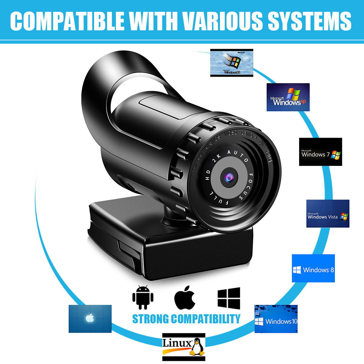 4K-Webcam für Computer, Auto-Focus, USB Live-Streaming