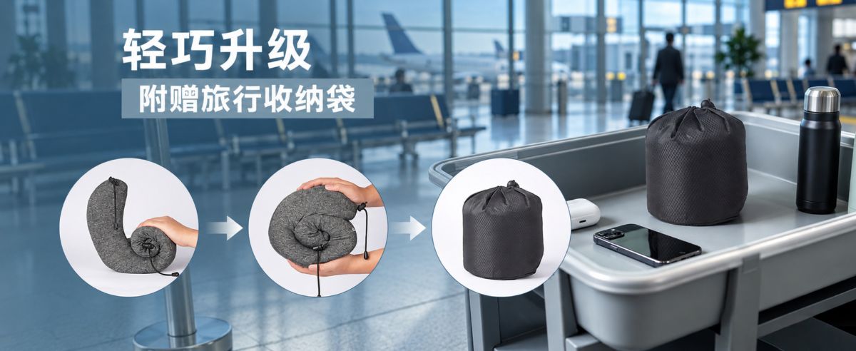 跨境爆款记忆棉连帽u型枕旅行护颈枕飞机睡觉脖枕靠枕便携式U形枕