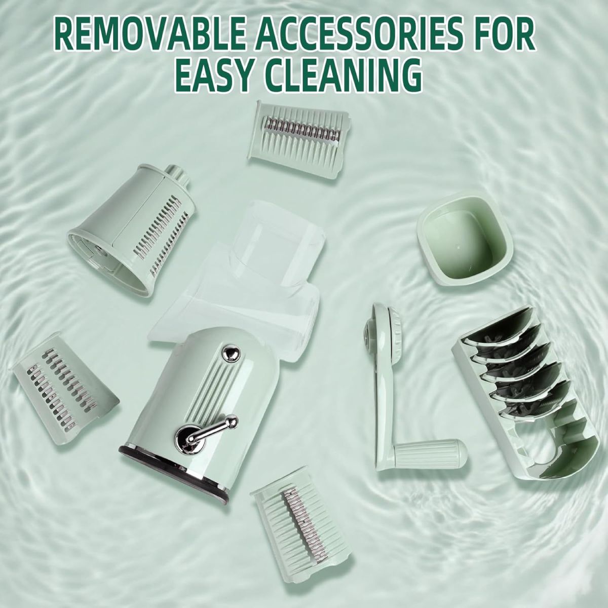 Multi-function vegetable cutter with hand-crank roller, slicer and grater