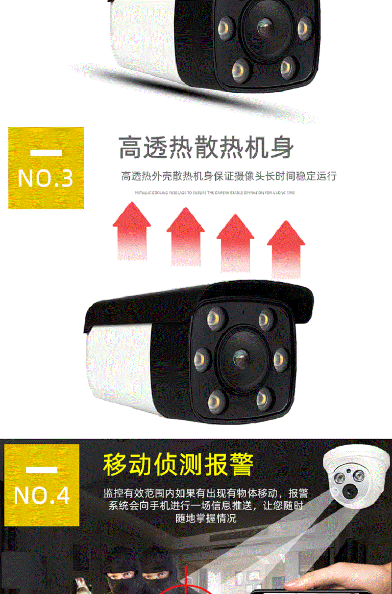 1296P POE Network Camera, Dual Light Source, Ultra HD, Kit with Monitor