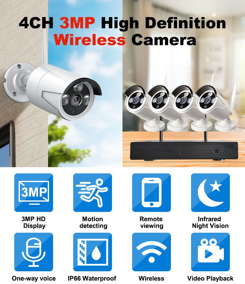 HD WiFi dış mekan güvenlik kamerası sistemi gece görüşlü