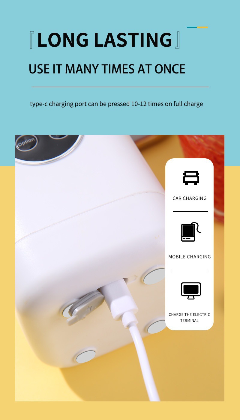 Portable USB rechargeable juicer, 12 blades, ice crusher
