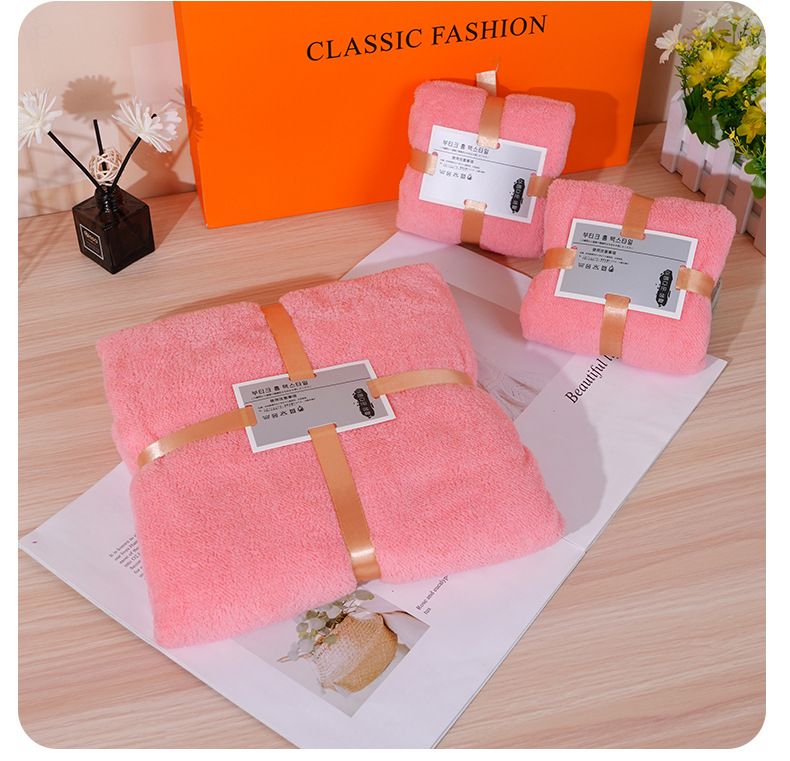 Korallenflor-Badetuch Geschenkset 3-teilig Orange