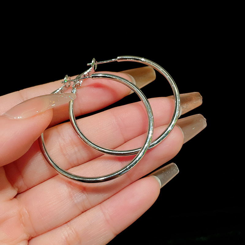 Silbernadel-Kreisohrring, minimalistisches Design