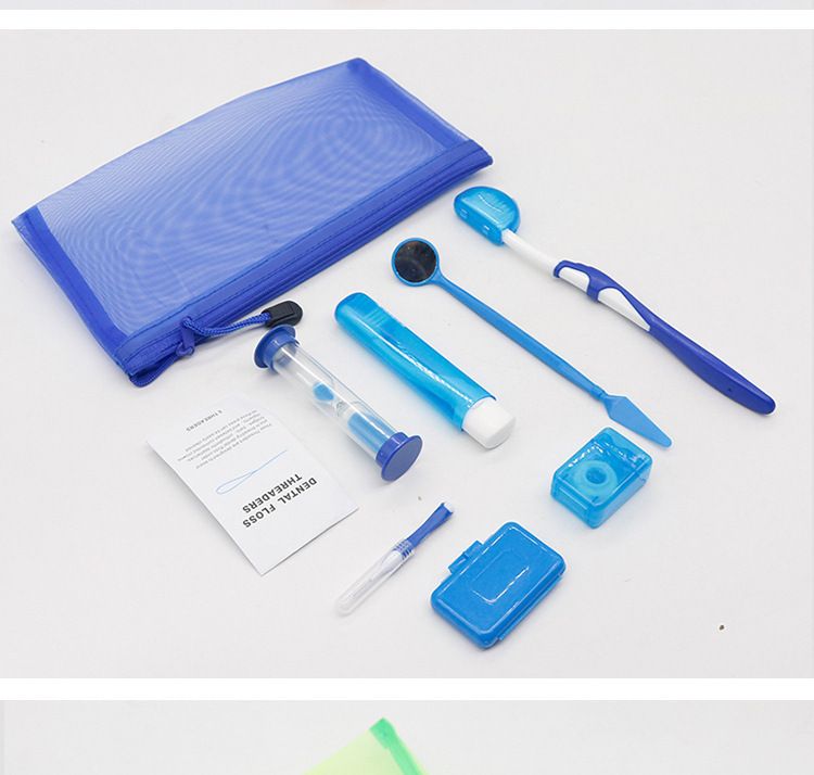 Dental orthodontic care kit, 8-piece set, wax and floss included