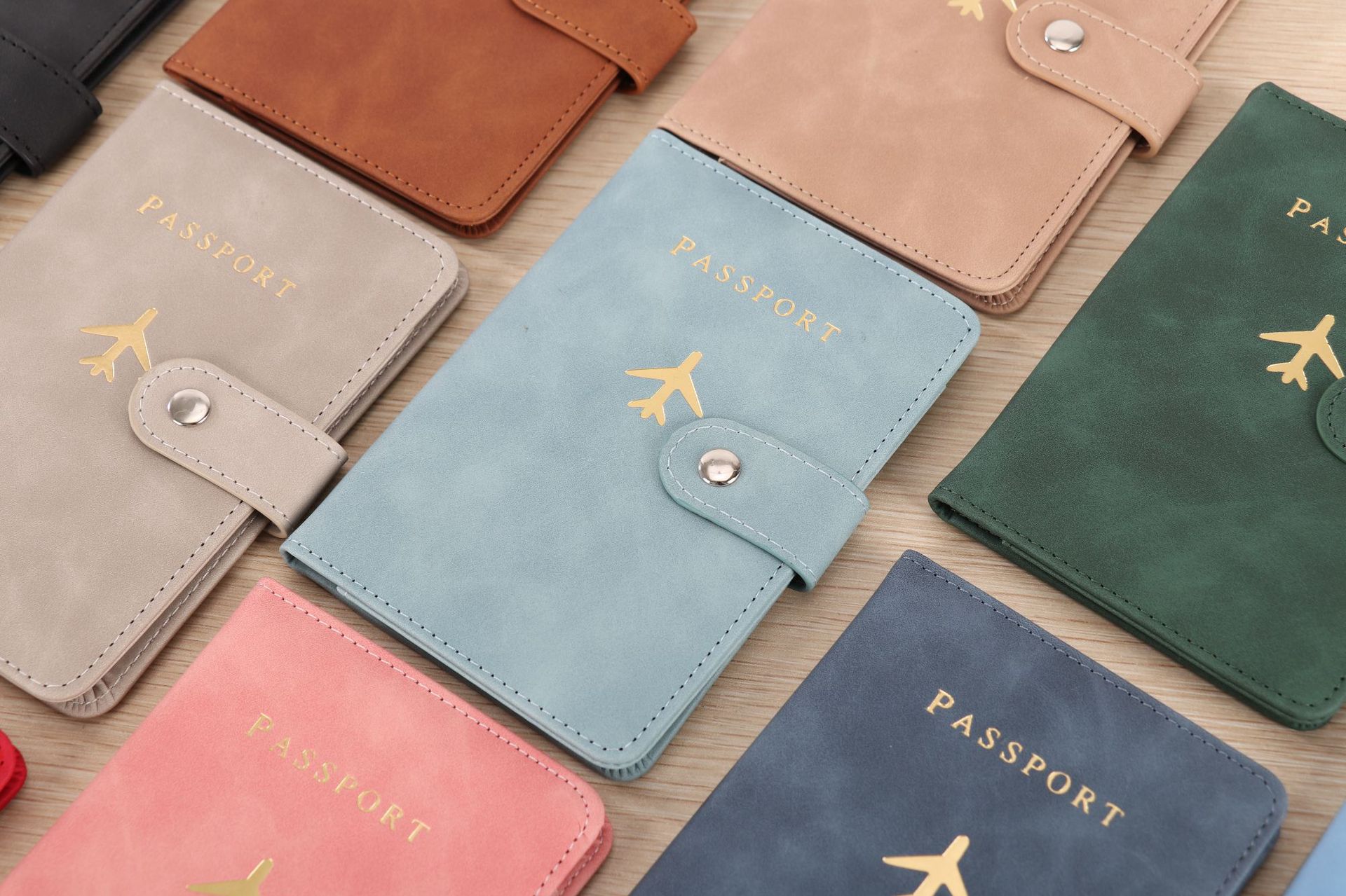 PU leather passport wallet, document storage, multi-card