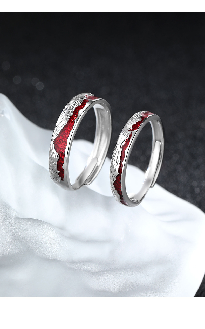 S999 pure silver ring, asymmetric design, couple model