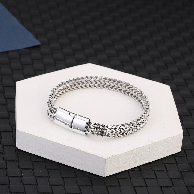 Stainless steel men's bracelet two-sided punk style