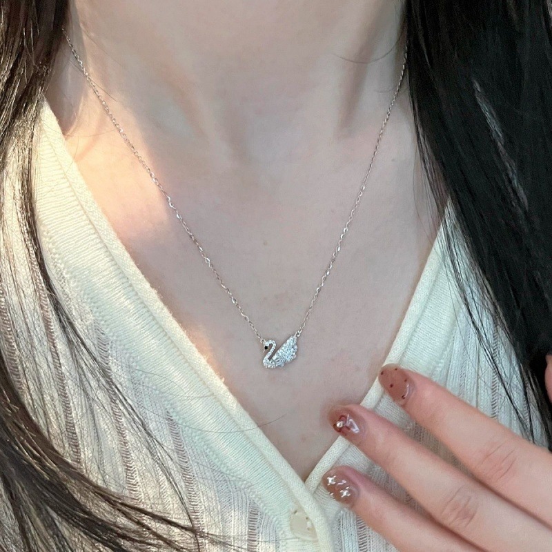 S925 Sterlingsilber Schwan-Halskette, elegantes Design