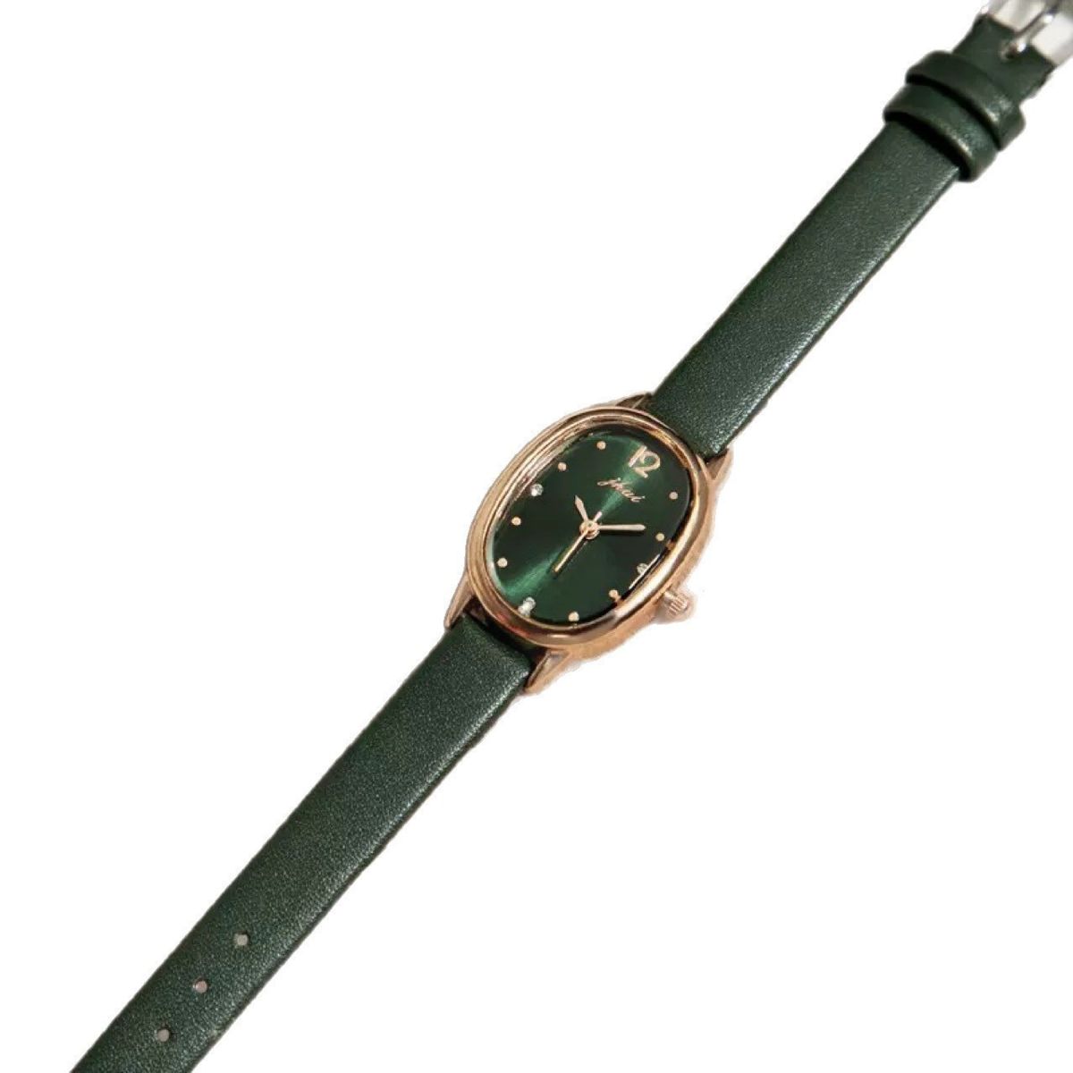 Vintage oval kadın kol saati, minimalist tasarım, şeffaf kuvars