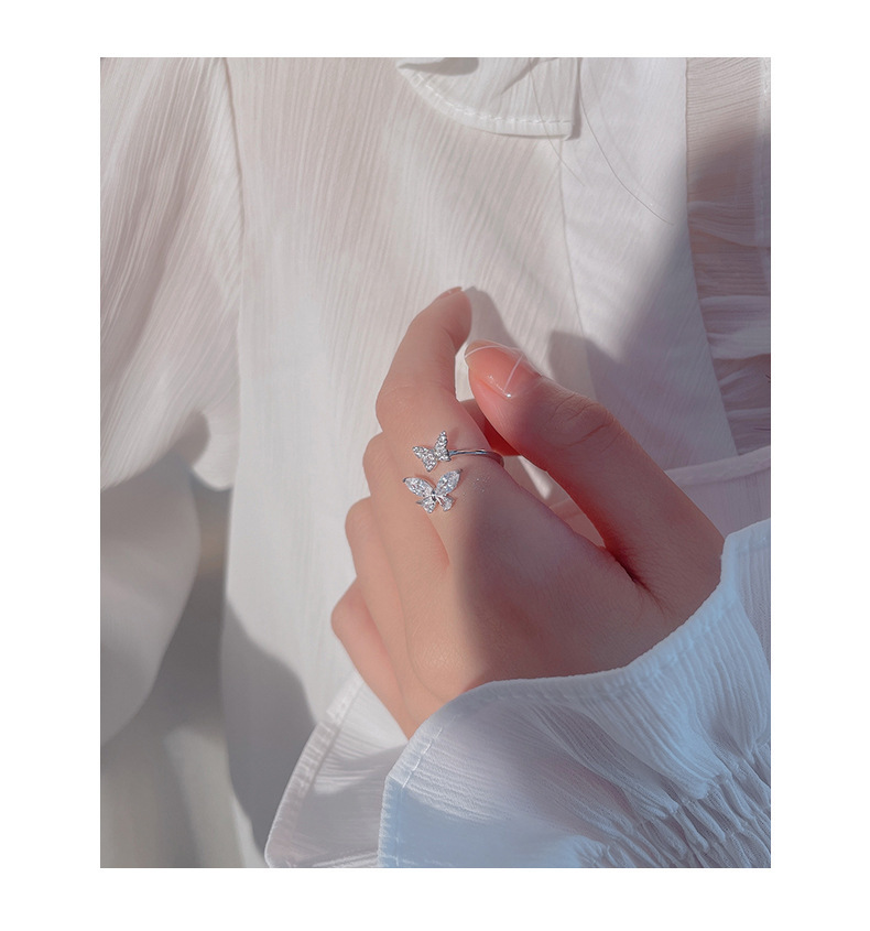 Butterfly ring for women, minimalist style, stackable