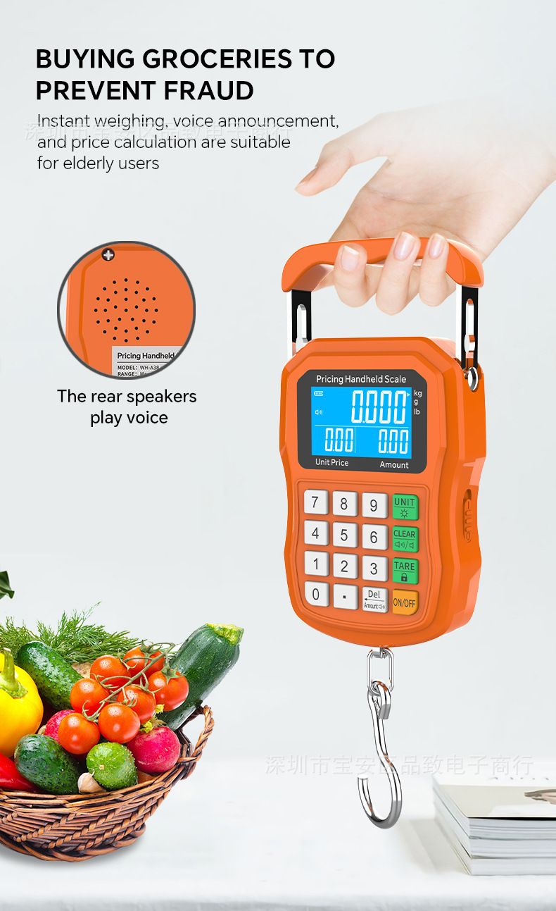50kg portable electronic scale with voice counting, USB rechargeable