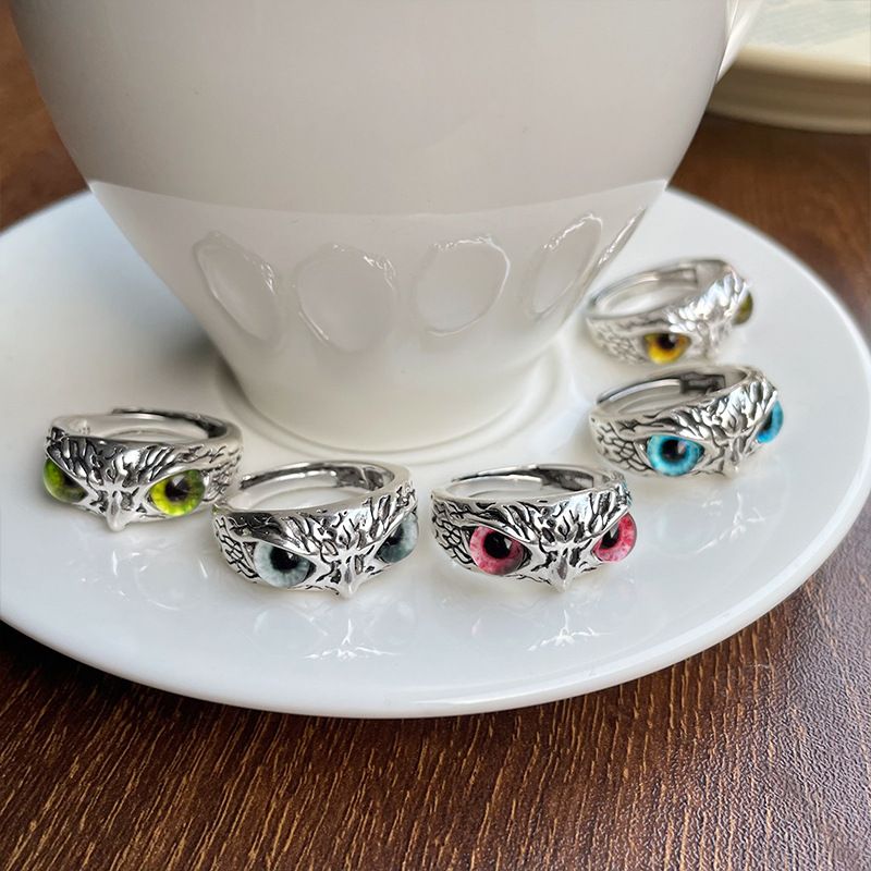 925er Silber Eulen-Ring Vintage-Stil Designer