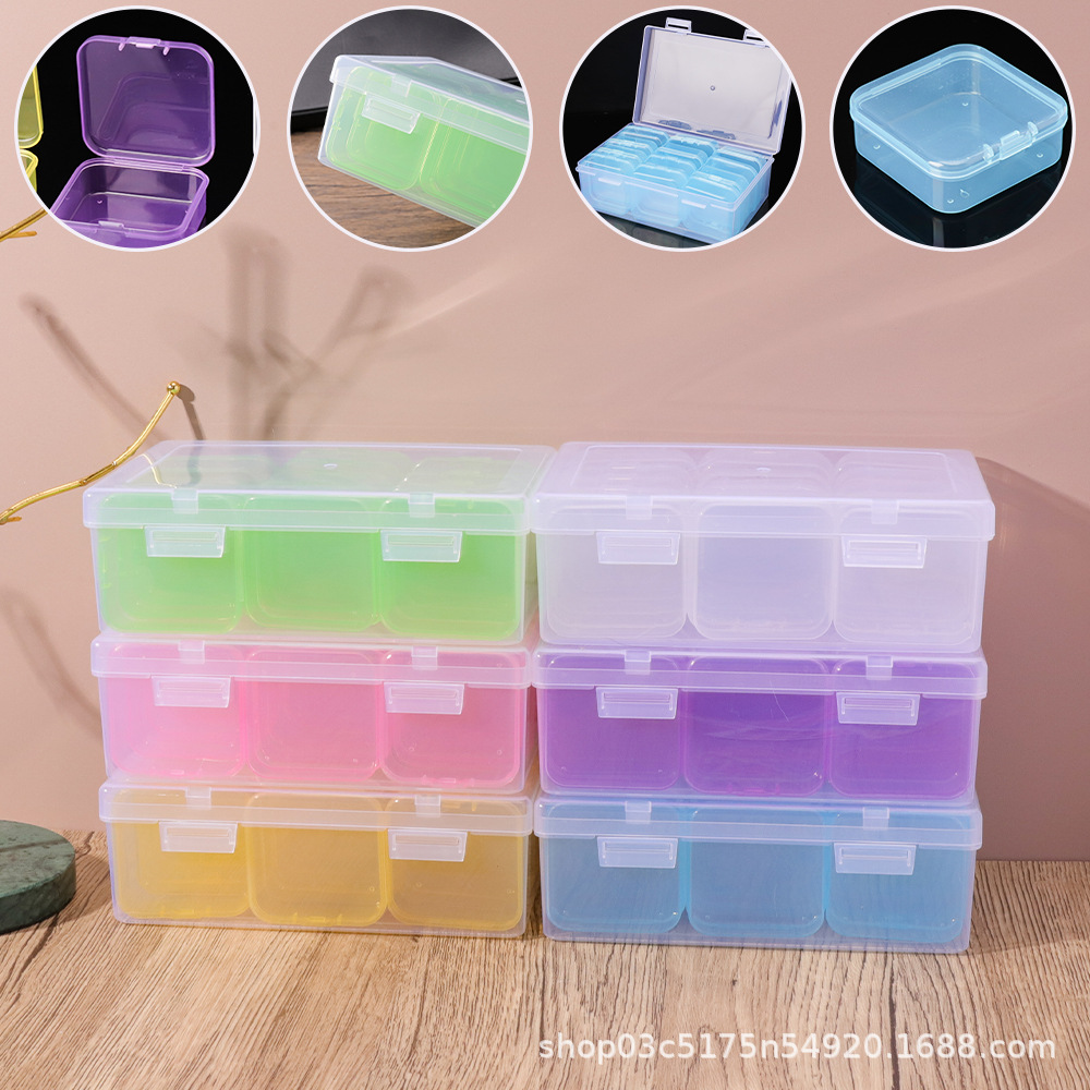 Clear plastic storage box set, square shape, desktop organizer