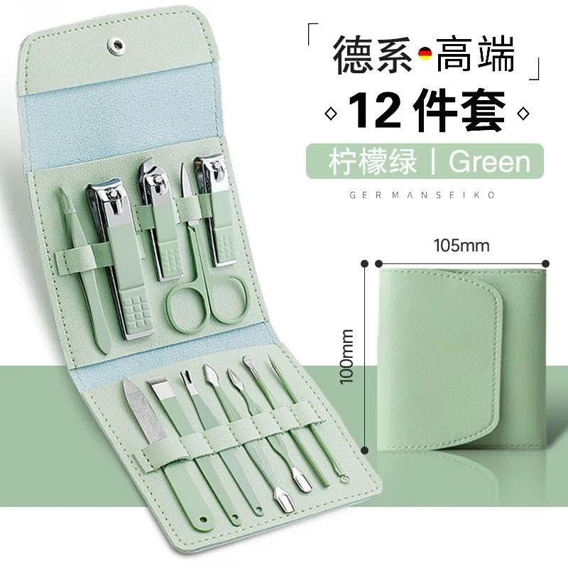 Nail care set, 16-piece, matcha green