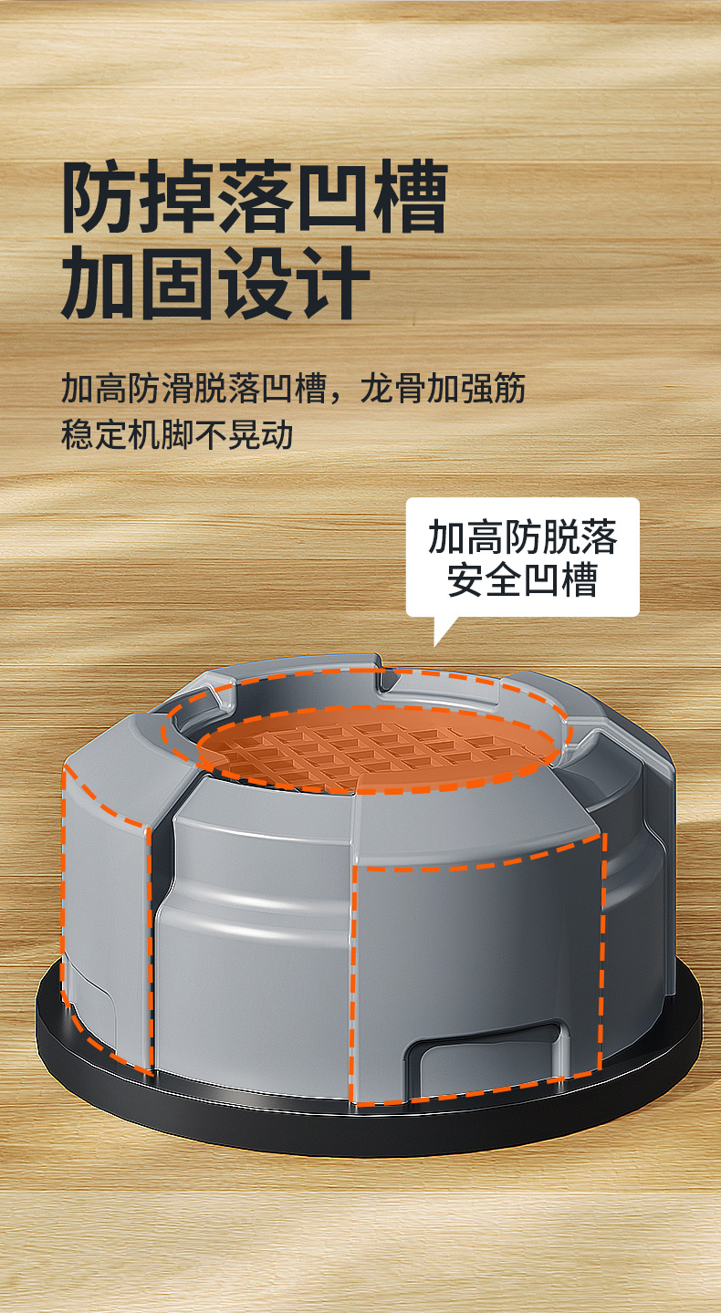 Washing machine stand, height raiser, non-slip feet