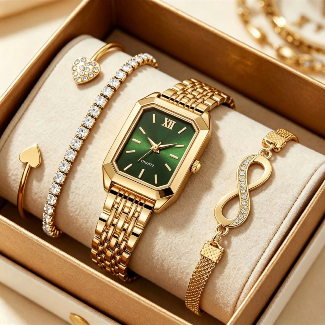 Women's Square Quartz Watch Luxury Steel Strap