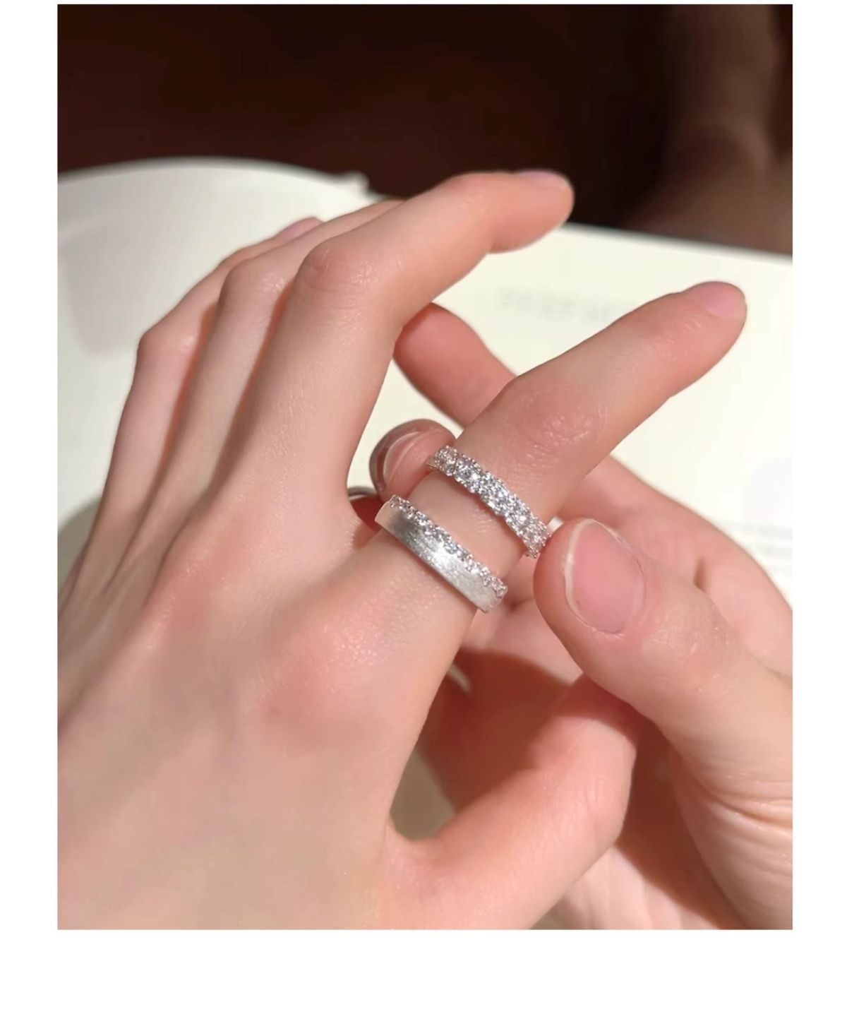 S925 sterling silver brushed flower open ring for women