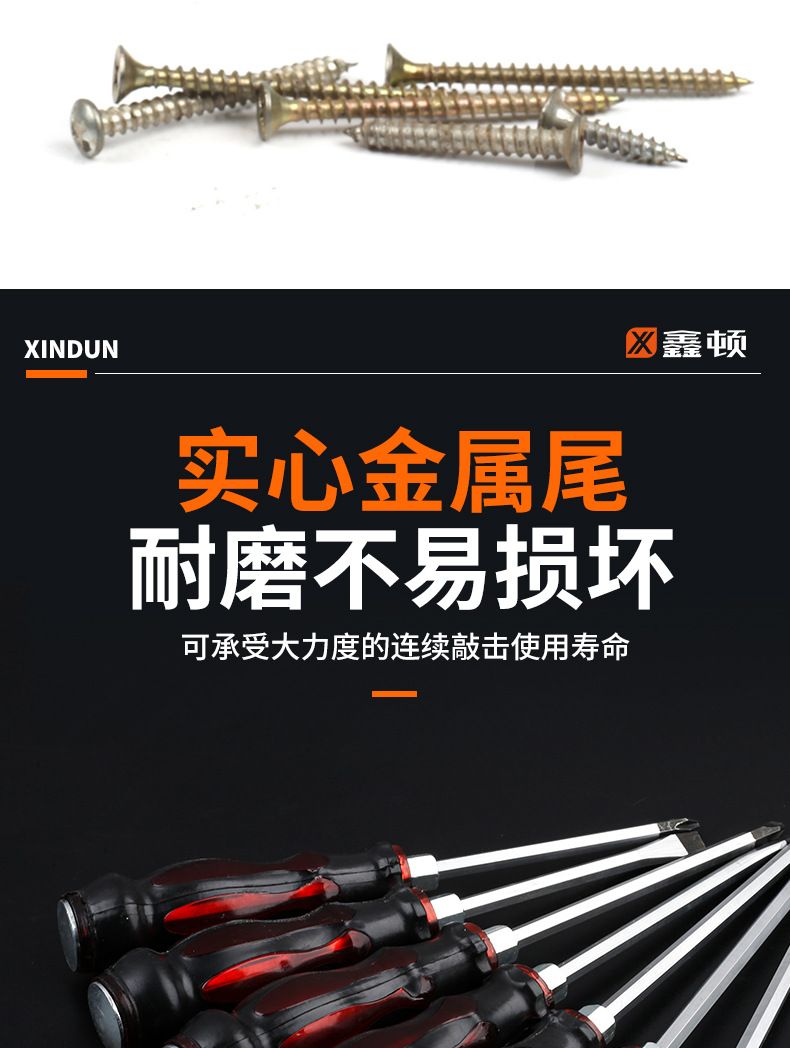 Impact screwdriver set with Phillips and flat head