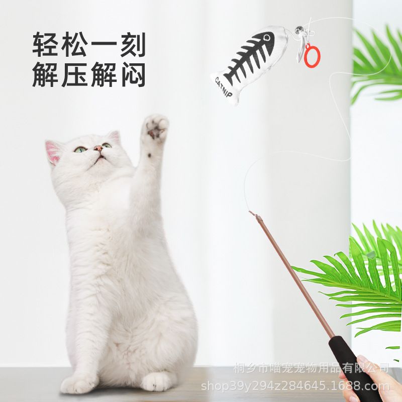 厂家直售逗猫棒5支可替换头套装伸缩式猫玩具