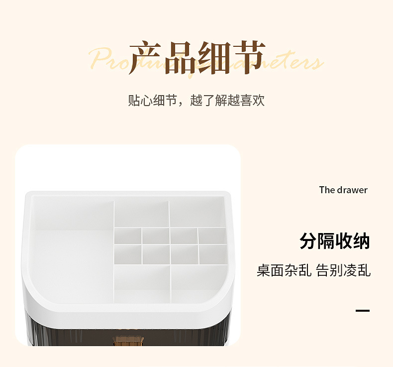 Large cosmetic storage box with drawers