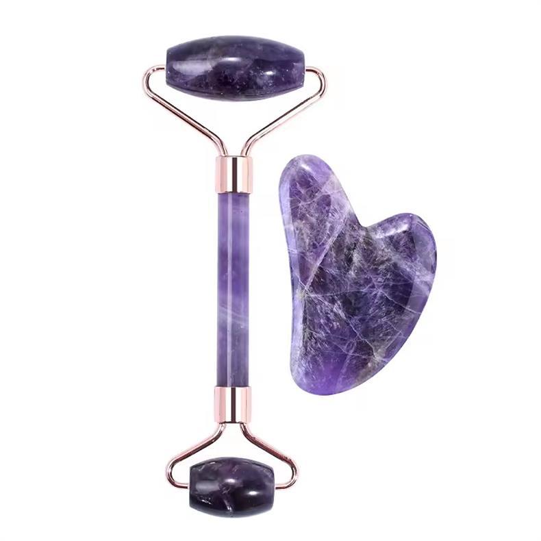 Rose Quartz Jade Dual-Head Roller Heart-Shaped Gua Sha