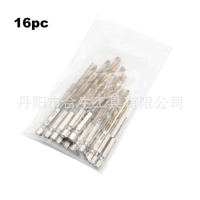 Drill bit set, titanium-coated, 13 pieces, 1.5-6.5mm