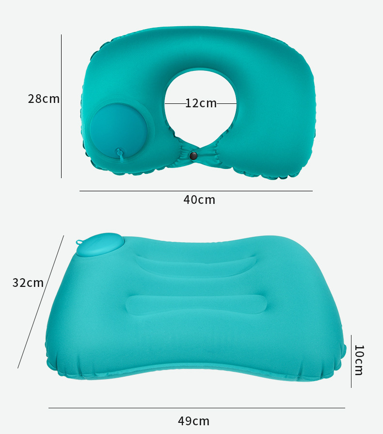 Inflatable neck pillow, U-shaped, for travel