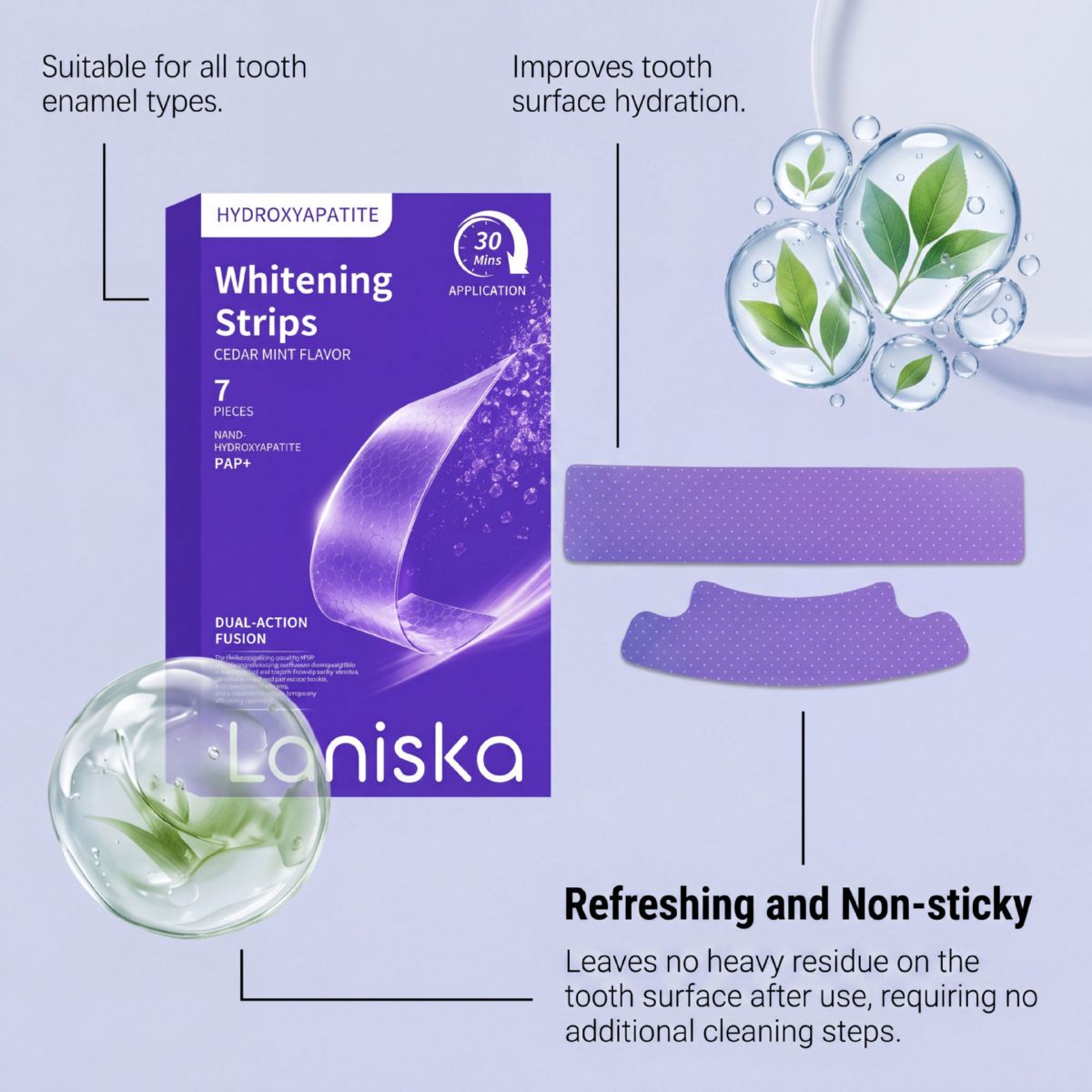 LANISKA violette Zahnpflege-Strips für tägliche Mundhygiene
